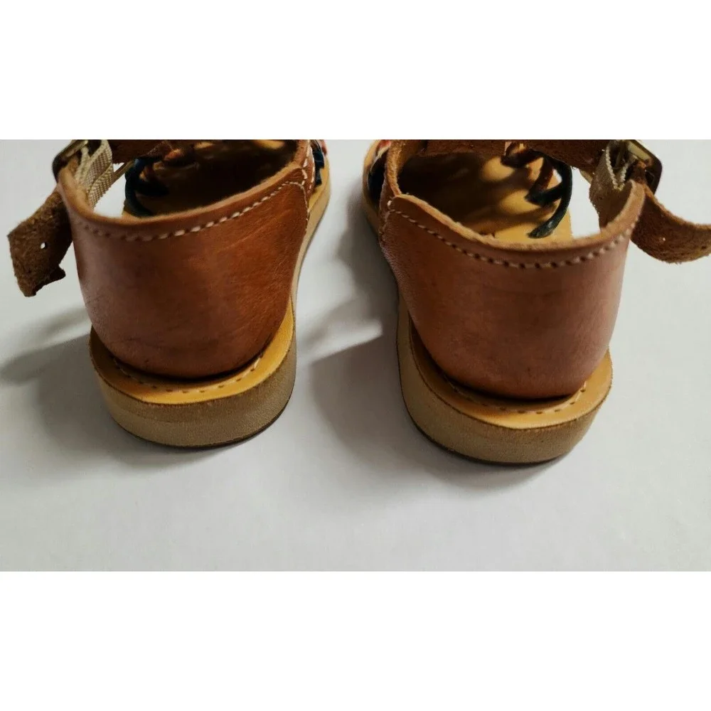 Huarache Girl's Leather Sandals Size 6C Hand-Made Embroidered Multicolor Mouse